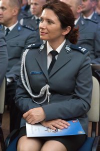 na fotografii: podinsp. Anna Musioł - Komendant Komisariatu Policji w Orzeszu - w trakcie uroczystości obchodów Święta Policji 2019